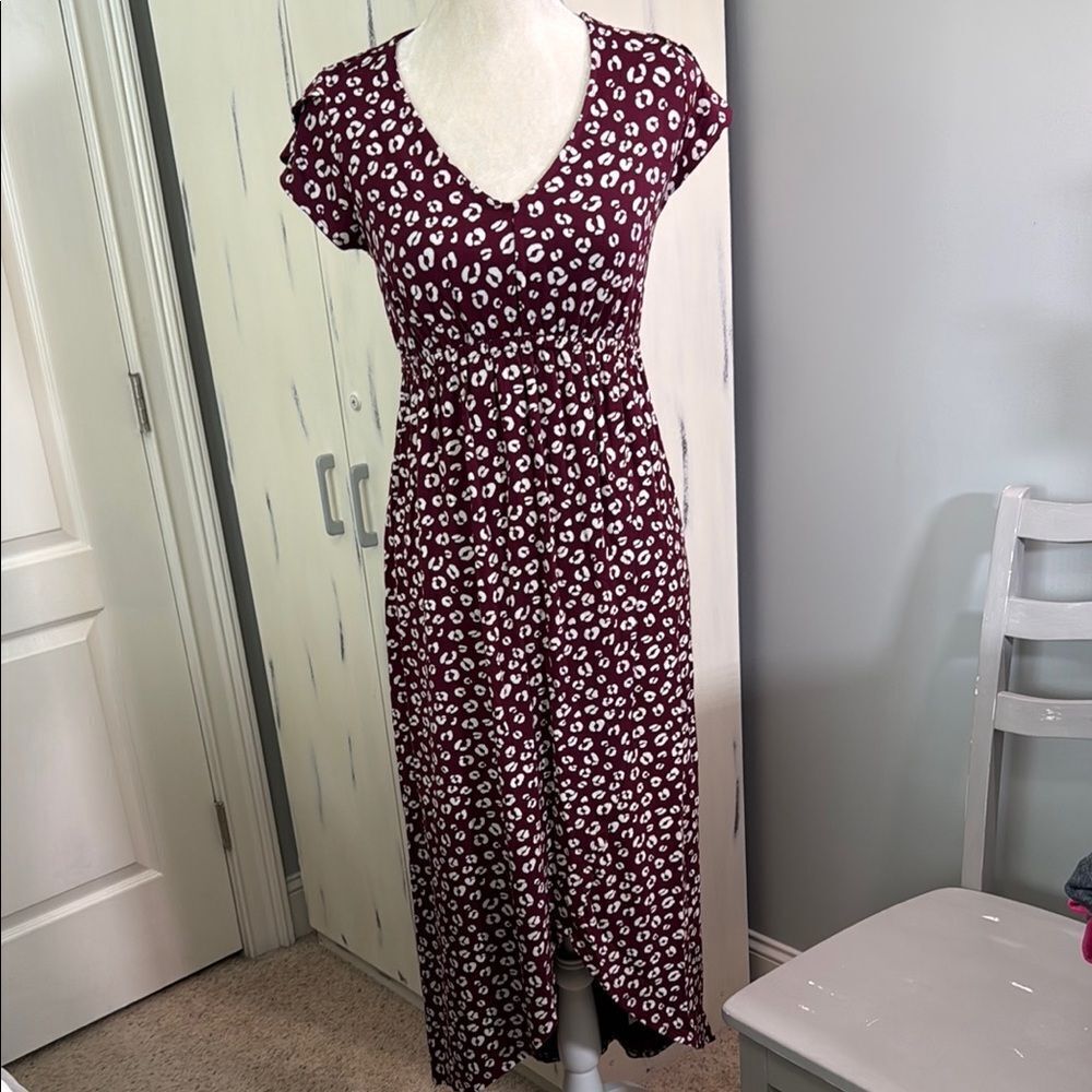 Isabel Maternity by Ingrid & Isabel Burgundy and White Maxi Sundress